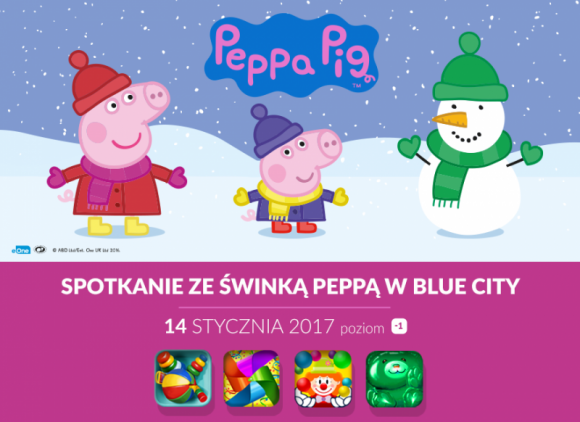 Spotkanie ze Świnką Peppą w Centrum Handlowym Blue City Dziecko, LIFESTYLE - W sobotę 14 stycznia w Blue City na najmłodszych czekać będzie wspaniała niespodzianka – spotkanie ze Świnką Peppą, uwielbianą przez dzieci na całym świecie bohaterką serialu animowanego.