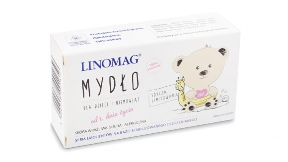 Nowość w serii emolientów Linomag® – mydło od 1. dnia życia Dziecko, LIFESTYLE - Nowe mydło LINOMAG® to roślinna kompozycja z dodatkiem masła shea, oleju lnianego, gliceryny oraz witaminy E. Nadaje się dla wegan, osób starszych z bardzo wrażliwą skórą, a także do prania ubranek niemowlęcych.