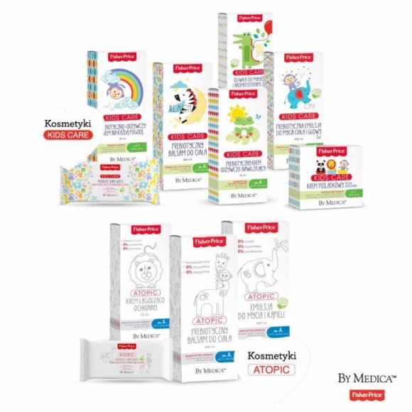 By Medica Fisher-Price, ekspert w budowie odporności skóry Twojego dziecka Dziecko, LIFESTYLE - Uroda Polska pod marką By Medica opracowała i przygotowała serię prebiotyczno-odżywczych kosmetyków do pielęgnacji dzieci i niemowląt Fisher-Price.