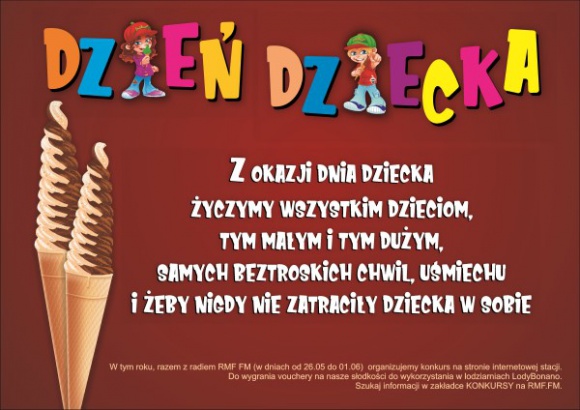 Dzień Dziecka w LodyBonano – wygraj 30 zł do wykorzystania w lodziarniach sieci! Dziecko, LIFESTYLE - Z okazji Dnia Dziecka rusza ogólnopolska kampania sieci LodyBonano.