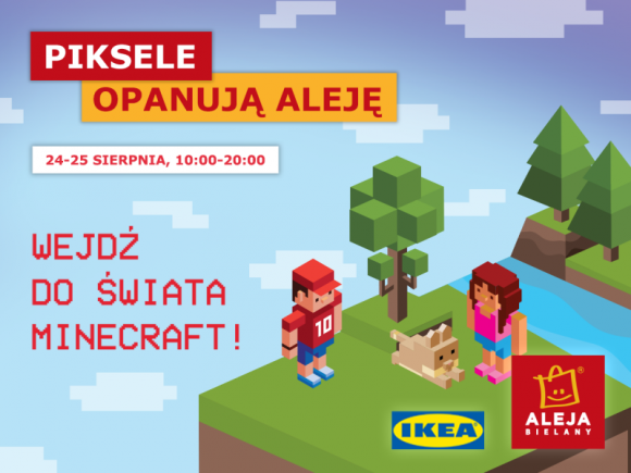 Piksele opanują Aleję Bielany! Dziecko, LIFESTYLE - W weekend 24-25.08 w godzinach 10.00-20.00 Aleja Bielany zamieni się w wielką strefę naukowo-gamingową. Fani kultowych gier będą mogli wejść do świata Lego Worlds, Roblox, PixelArk i wziąć udział w pokazach programowania w Minecraft na specjalnie przygotowanych stanowiskach.