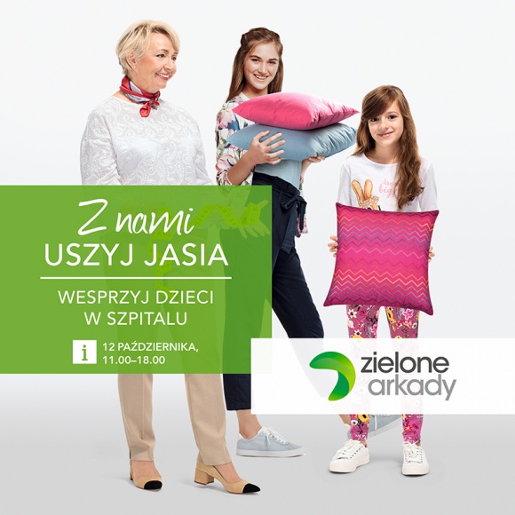 „Uszyj Jasia”, czyli charytatywna akcja w Zielonych Arkadach Dziecko, LIFESTYLE - Pracownia krawiecka w centrum handlowym? Każdy odwiedzający 12 października Zielone Arkady będzie mógł uszyć poszewkę dla najmłodszych pacjentów Wojewódzkiego Szpitala Dziecięcego im. J. Brudzińskiego w Bydgoszczy.